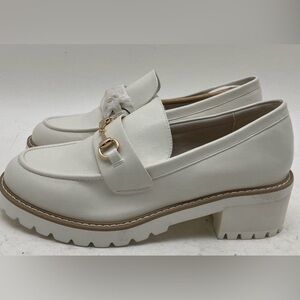 NWT Lane Bryant Lug Sole Loafers | Size 12W | White with Gold Horsebit